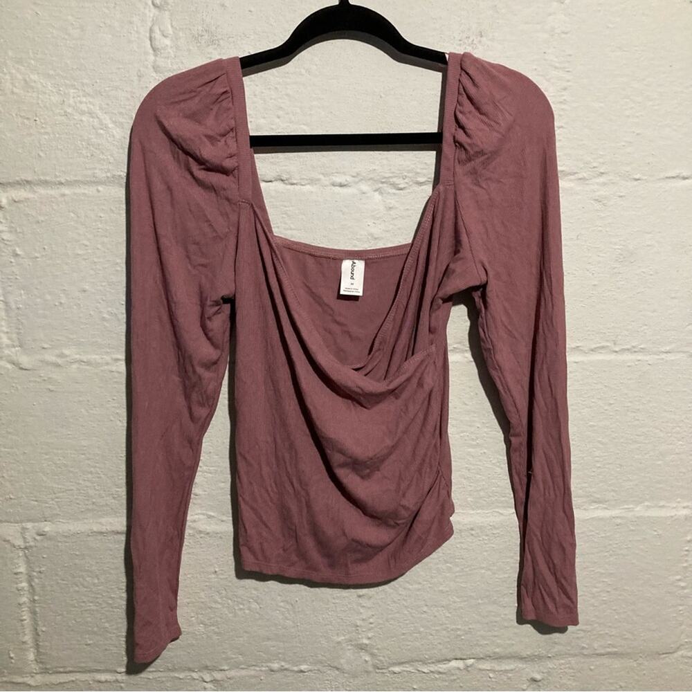 Abound Pink Nostalgia Long Sleeve Ribbed Faux Wrap Top - Size M